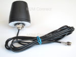 Side view of 2J7624B Dome antenna with coaxial cable and connector