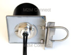 Image of the underside of the 2J7024 LTE Dome Antenna with optional base and pole mount adaptor
